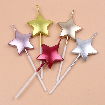 Wholesale Five-Pointed Star Candle Birthday Cake Candle Cartoon Birthday Candle Gold & Small Candle Colored Candle