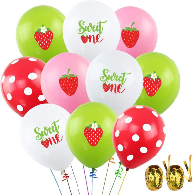 2.8G Printing Strawberry Sweet Children's Birthday Party Decoration Rubber Balloons Suit Girl Birthday Arrangement