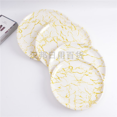 Nordic Tableware Marble Gold Ceramic Plate Western Cuisine Plate Steak Plate Dinner Plate Household Dinner Plate Dessert Saucer