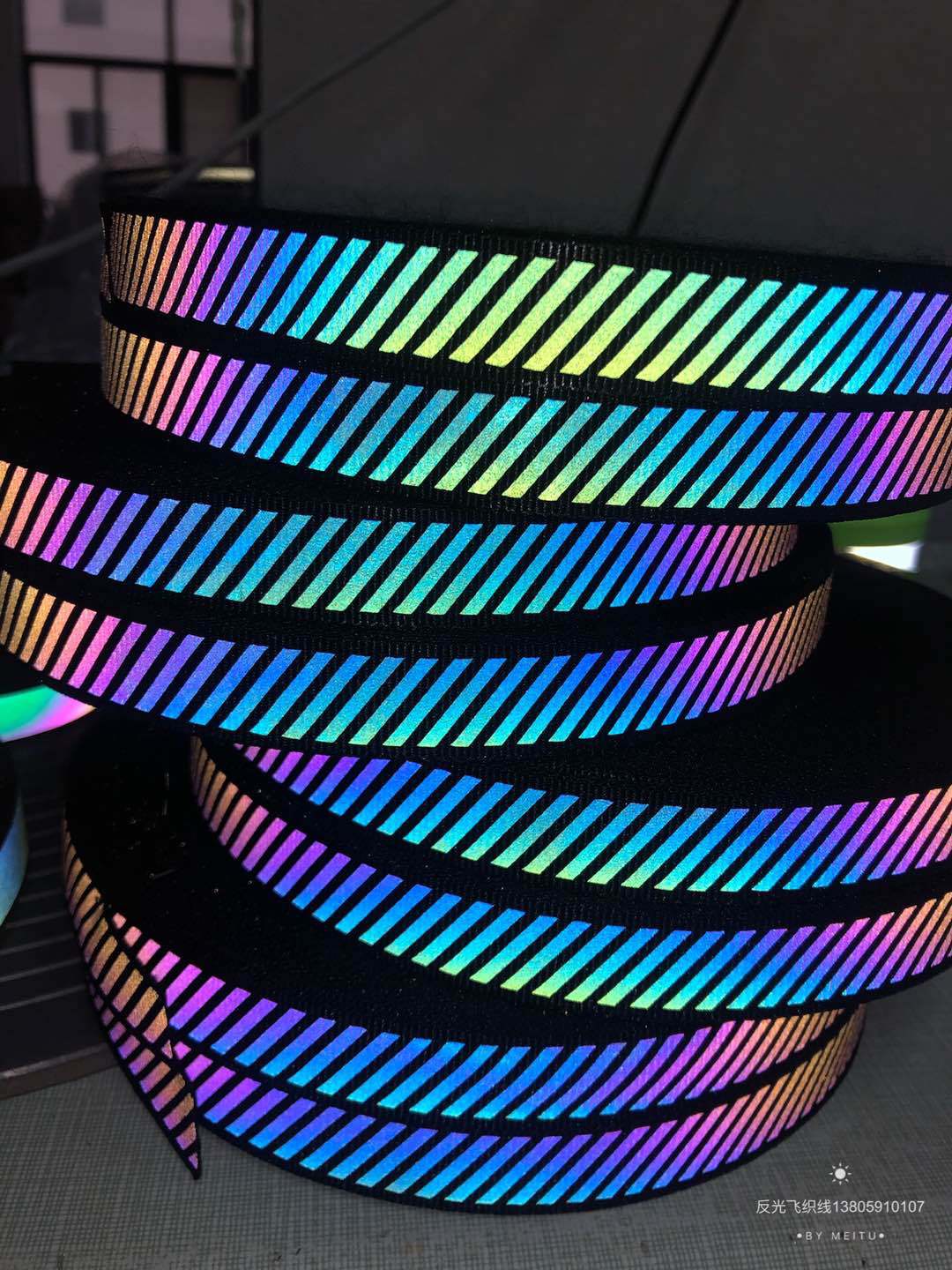 厂家供应七彩满天星彩虹反光织带 幻彩反光织带 颜色规格可订制
