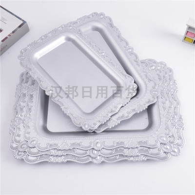 European Style Square Tray Silver Tray Home Fruit Coffee Table Tray Restaurant Hotel Banquet Decoration Dinner Plate