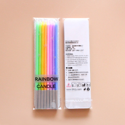 Wholesale Rainbow Candle Gradient Color Long Brush Holder Candle Birthday Cake Candle Slender Candle Birthday Candle