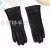 New AB Version Autumn and Winter Warm Back Bow Small Leopard Four-Finger Plum Touch Screen Women's Gloves