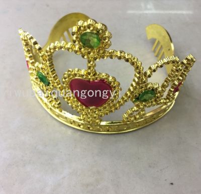 Factory Direct Sales Plastic Crown Electroplated Small Crown Golden Ordinary Crown Princess Girl Crown Holiday Supplies