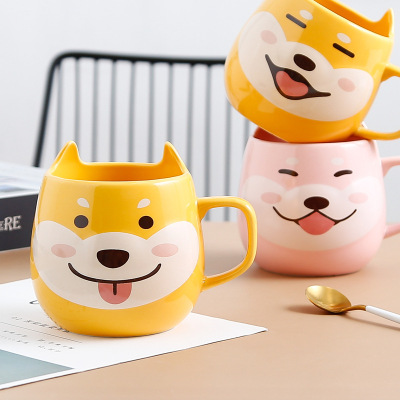 Cute Cartoon Shiba Inu Cup Creative Akita Animal Ceramic Cup Student Breakfast Cup Home Office Water Cup