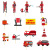 Amazon Hot Sale Fire Truck Theme Party Decoration Set Party Decoration Hanging Flag Inserts Balloon in Stock