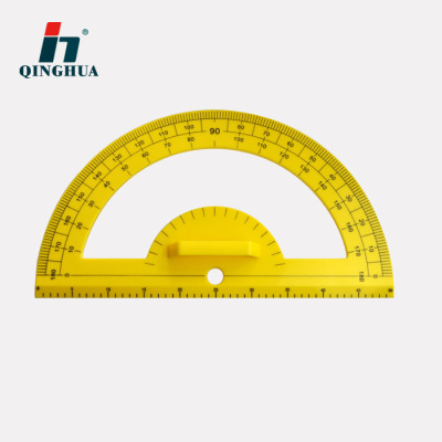Qinghua 20004 Protractor Class II Primary School Mathematics Compasses Triangular Plate Teaching Tools Plastic Drawing with Handle