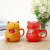 Creative Cute Kitty Ceramic Cup Handle with Lid with Tea Strainer Business Office Tea Brewing Cup Student Gift Cup