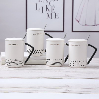 Nordic Style Simple Ceramic Cup Internet Celebrity Water Cup Student Gift Business Office Cup Creative Black and White Mug