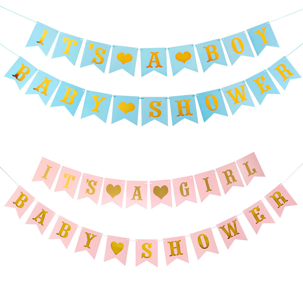 It's a girl女宝宝派对拉旗字母BABY SHOWER宝宝儿童生日拉花批发