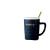 Golden Simple English Ceramic Cup Business Gift Office Mark Cup with Cover Spoon Creative Dark Pattern Couple Water Cup