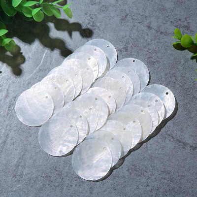 Factory Direct Sales Diameter 5cm Ultra-Thin Transparent White Shell Mirror Shell Single Hole Decorative Accessories Amazon DIY