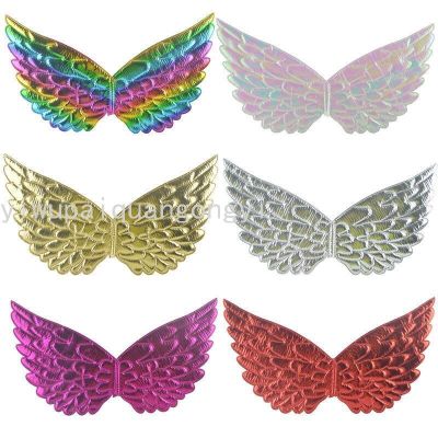 Hot Selling Pony Colorful Wings Children's Day Wings Party Props Composite Glossy Silk Gold and Silver Cloth Wings