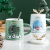 Nordic Style Christmas Gift Mug Snowman Antlers Ceramic Coffee Cup Cartoon 3D Cup with Spoon Lid