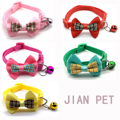 Pet Plaid Bow Collar Cat Puppy Collar Cute Cat Collar Pet Supplies Exclusive for Cross-Border
