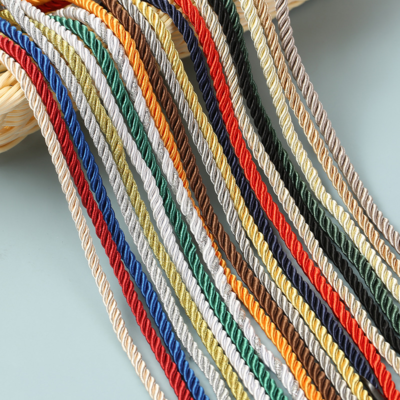 DIY手工编织绳 涤纶三股绳包芯绳子服装手提袋绳子彩色棉绳批发