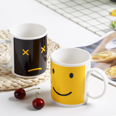 Creative Smiling Face Discoloration Cup Magic Cup Ceramic Foreign Trade Coffee Mug Gift Cup Customizable Factory Wholesale