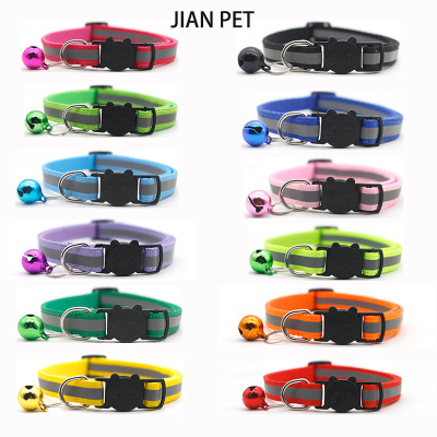 2021 Pet Reflective Bell Collar Dog Cat Collar Safety Buckle Separated Cat Collar Cross-Border Preferred