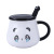 Cartoon Cute Panda Logo Custom Embossed Mug with Cover Spoon Office Creativity Gift White Ceramic Cup