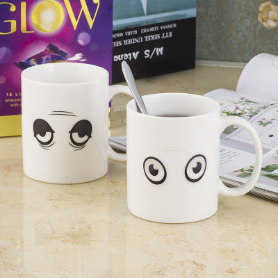 Big Eyes Magic Cup Ceramic Discoloration Cup Creative Water Transfer Printing Gift Cup Drinking Cup Breakfast Cup Customizable Logo