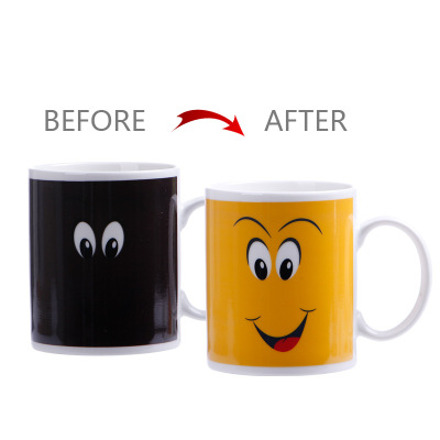 Creative Eyes Smiley Face Discoloration Cup Magic Ceramic Mug Customized Creative Gift Cup Customizable Logo
