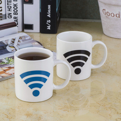 Network Signal Ceramic Cup Creative Ceramic Discoloration Cup Water Transfer Customized Gift Cup Magic Cup Foreign Trade Coffee Cup