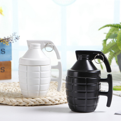 Personalized Creative Grenade Cup Large Capacity Mug Grenade Bomb Coffee Cup 3D Stereo Ceramic Cup with Lid