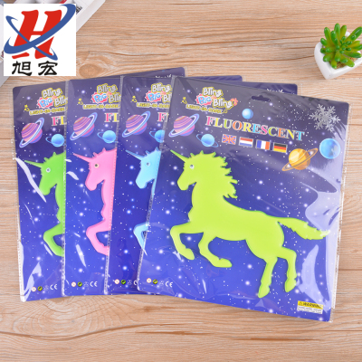 Children's Stickers Unicorn Luminous Stickers Fluorescent Wall Sticker Bedroom Self-Adhesive Mural 3D Three-Dimensional 