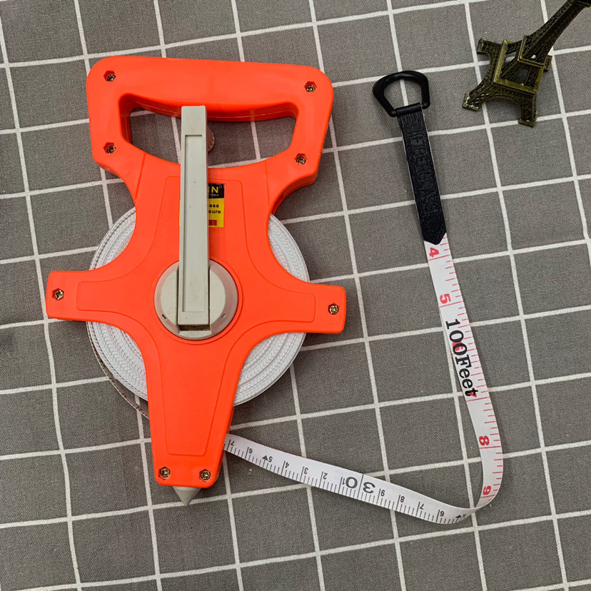 纤维架子尺皮尺飞机尺30米50米100米小红架手提尺子工地测量五金