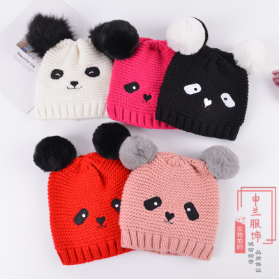 Autumn and Winter Baby Hat Pullover Ear Protection Warm Velvet Padded Thickened Boys Girl Child Toddler Children Wool Knitted