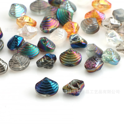 New Medium Hole Shell Glass Crystal Beads Electroplating Magic Color Vertical Hole Pendant DIY Clothing Bracelet Accessories Material