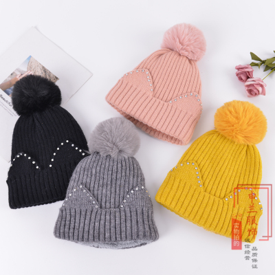 Woolen Cap Women's Winter Korean All-Match and Sweet Cute Knitted Hat Fleece Lined Padded Warm Keeping Earmuffs Hat Student Hat