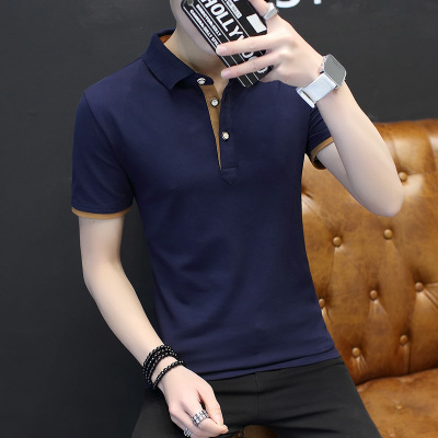 Factory Direct Sales Polo Shirt Men's Short Sleeve Stand Collar T-shirt Summer Short T Men's Lapel Half Sleeve Men's Clothing Korean Style T-shirt