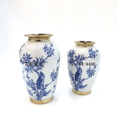 9480 Blue and White Porcelain Ceramic Decoration Crafts Blue Color Home Creative Design Vase High-End Soft Decoration