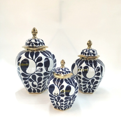 Ceramic Decoration Crafts Blue and White Porcelain Creative Vase High-End Soft Home Decoration