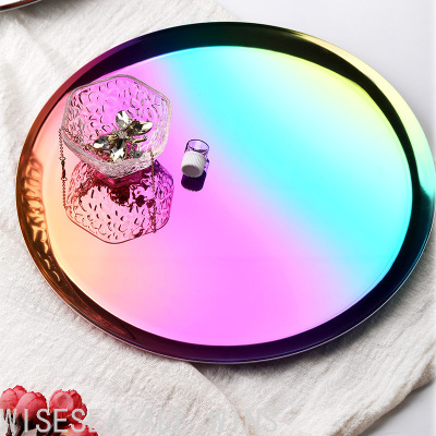 High-Grade Stainless Steel Metal Tray Jewelry Tray Dim Sum Plate Fruit Plate Metal Storage Box Household Storage Tray