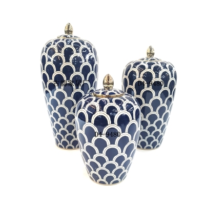 Ancient Blue and White Porcelain Ceramic Decoration Crafts Blue Color Creative Design Vase High-End Soft Home Decoration