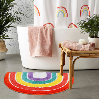 Children's Cartoon Rainbow Semicircle Carpet Floor Mat Door Mat Door Mat Bathroom Entrance Water-Absorbing Non-Slip Mat