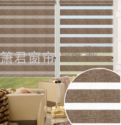 Factory Direct Sales Soft Gauze Curtain Double-Layer Roller Shade Curtain Louver Curtain Living Room and Bathroom Cloth Window-Shades Louver Curtain Can Be Customized