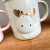 3D Relief Gold Painting Antlers Ceramic Cup Nordic Style Ins with Cover Spoon Handle Mug Office Coffee Cup