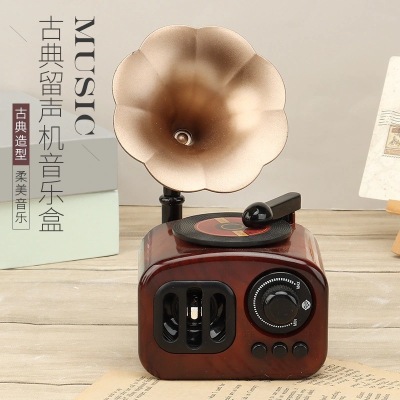 Factory Direct Sales Classic Retro Trumpet Phonograph Music Box Creative Decoration Gift Music Box