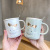 3D Relief Gold Painting Antlers Ceramic Cup Nordic Style Ins with Cover Spoon Handle Mug Office Coffee Cup
