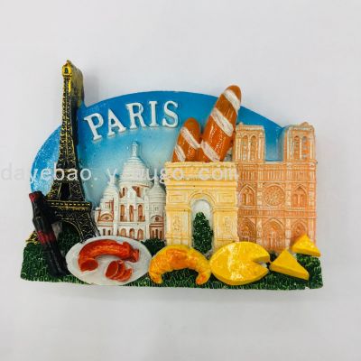 Refrigerator Sticker and Magnet Sticker Tourist Souvenirs of Paris Eiffel Tower, a Landmark Building with French Characteristics