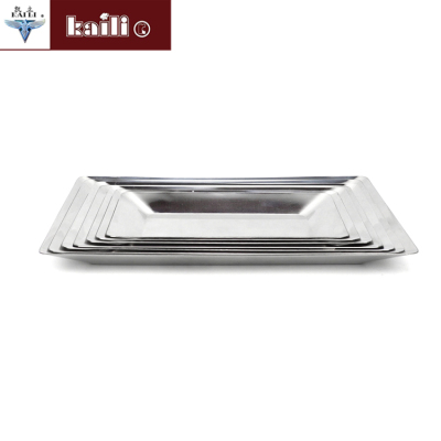 Stainless Steel Rectangular Plate Living Room and Hotel Fruit Plate Cake Dim Sum Plate Candy Plate Craft Plate