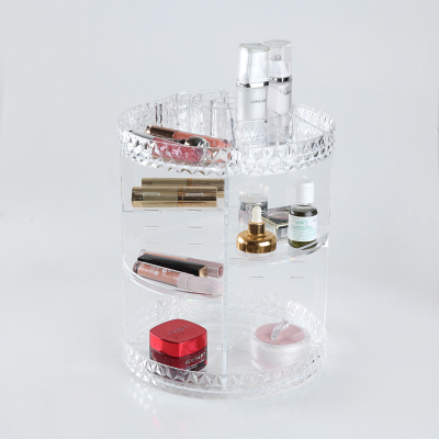 Rotating Cosmetics Storage Box Dorm Organization Acrylic Dresser Lipstick Skin Care Products Storage Rack