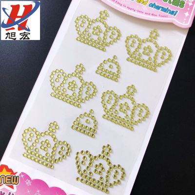 New Crown Acrylic Diamond Paste Cartoon Crystal Gem Stickers Mobile Phone Decoration Acrylic Handmade Stickers Wholesale