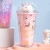 Summer 523 Unicorn Straw Ice Cup Creative Glass Plastic Double-Layer Cup with Light Factory Wholesale Spot