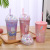 Plastic Double-Layer Cup with Straw Unicorn Ice Cup Ins Internet Celebrity Ice Cup Double-Layer Cup Hot Sale