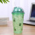 Plastic Sippy Cup Avocado Strawberry Ice Cup Double-Layer Cup Ins Girl Heart Tumbler Ice Cup in Stock