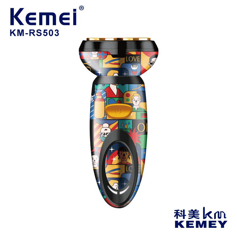 Cross-Border Factory Direct Supply Shaver Kemei KM-RS503 Graffiti Trend USB Rechargeable Mini Shaver